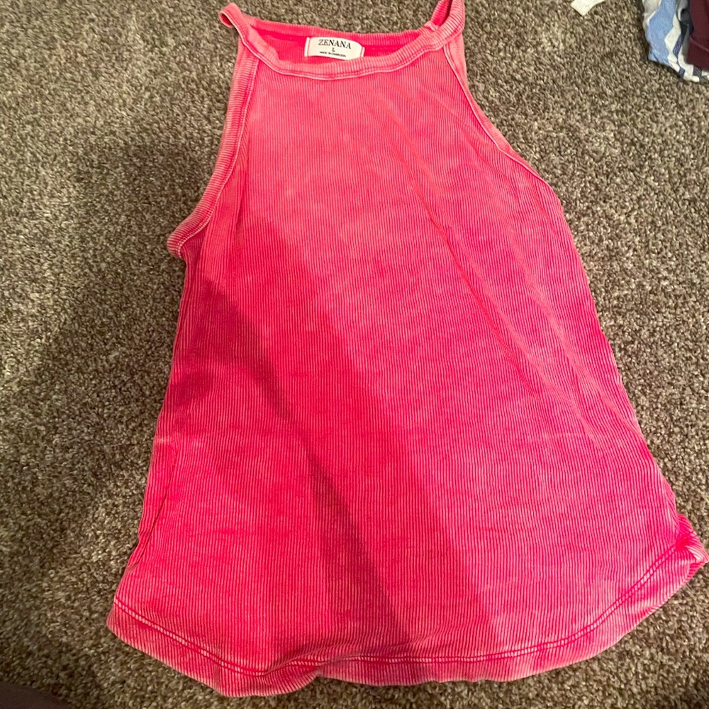 Large Zenana tank top. (Hot pink) in color